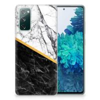 Samsung Galaxy S20 FE | TPU | Siliconen hoesje | Marmer Wit Zwart - Origineel Cadeau Man