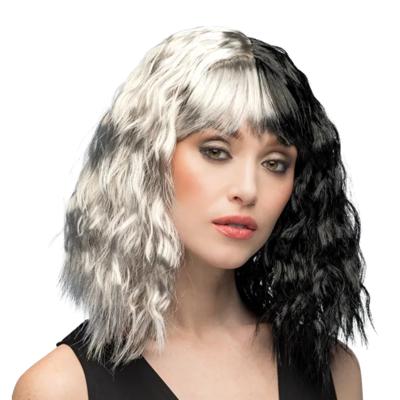 Verkleed Pruik Cruella -zwart / wit - verkleden - carnaval - cosplay - themafeest