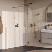 Brauer Void - Inloopdouche - Helder Glas - 90 x 200 cm - met Zijwand 40 cm - incl. Glascoating - PVD Koper Geborsteld