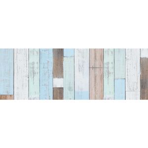Decoratie plakfolie houten planken look blauw/bruin 45 cm x 2 meter zelfklevend   -