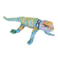 Wild Republic Hagedis knuffel - pluche - blauw/geel - 35 cm - knuffeldier - gekko