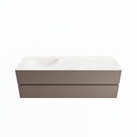 MONDIAZ VICA-DLUX 150cm badmeubel onderkast Smoke 2 lades. Inbouw wastafel CLOUD links 1 kraangat, kleur Ostra.