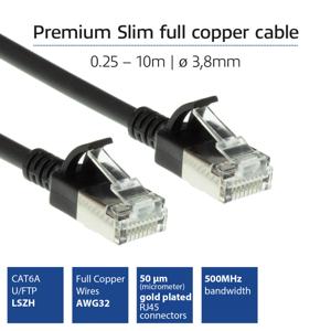 ACT Zwarte 2 meter LSZH U/FTP CAT6A datacenter slimline patchkabel snagless met RJ45 connectoren
