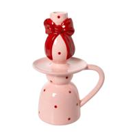 Kandelaar strik groot - rood/roze -ø15.3x22.5 cm