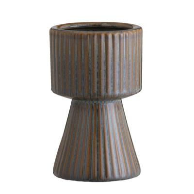 Leen Bakker - Vaas Ribe - - 19,5xØ12 Cm - Keramiek - Bruin - B19.5 Cm