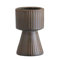 Leen Bakker - Vaas Ribe - - 19,5xØ12 Cm - Keramiek - Bruin - B19.5 Cm