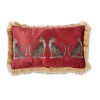 Blokker kussen Leopard fringe bordeaux rood - 30x50cm