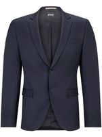 BOSS blazer en laine vierge à simple boutonnage - Bleu