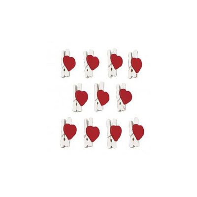 12x stuks hartjes mini knijpertjes 2,5 cm