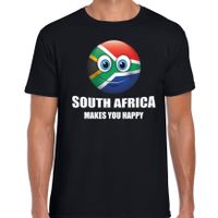 Africa makes you happy landen t-shirt Zuid-Afrika zwart voor heren met emoticon - thumbnail