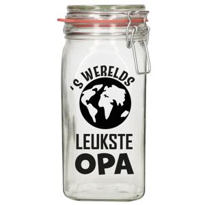 Cadeau voorraadpot - opa - glas - 12 x 7 cm - 1,5 liter - verjaardag cadeau - snoeppot