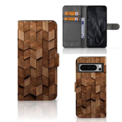 Book Style Case voor Google Pixel 8 Pro Wooden Cubes | Portemonnee hoesje