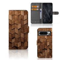 Book Style Case voor Google Pixel 8 Pro Wooden Cubes | Portemonnee hoesje