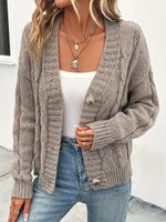 Casual Loose Plain Yarn/Wool Yarn Cardigan - thumbnail