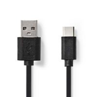 Nedis USB-Kabel | USB 2.0 | USB-A Male | USB-C Male | 60 W | 480 Mbps | Vernikkeld | 0.10 m | Rond | PVC | Zwart | Blister - CCGB60600BK01 - thumbnail