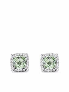 David Yurman puces d'oreilles Petite Châtelaine en argent sterling pavées de diamants et serties prasiolite (5 mm)