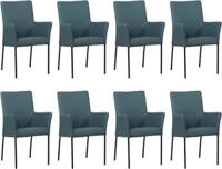 Set van 8 Blauwe leren moderne eetkamerstoelen Comfort - Toledo Leer Whale (blauw leer)