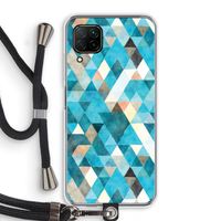 Gekleurde driehoekjes blauw: Huawei P40 Lite Transparant Hoesje met koord
