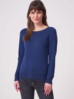 Basic fijngebreide boothals trui van biologisch cashmere