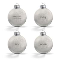 Kerstbal met naam - Zilver - 4 stuks