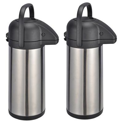RVS thermosfles of isoleerkan van 3 liter - 2x - zilver - koffiekan - 40 cm - dubbelwandig