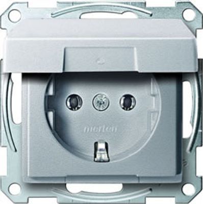 Merten stopcontact enkel aluminium 2311-0460 klapdeksel