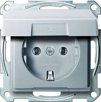 Merten stopcontact enkel aluminium 2311-0460 klapdeksel
