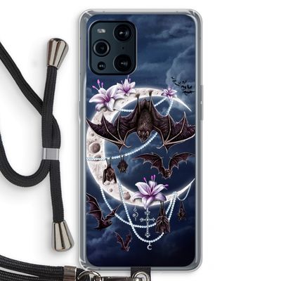 Vleermuizen Maan: Oppo Find X3 Transparant Hoesje met koord