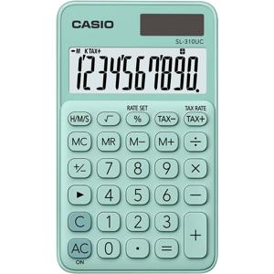 Casio SL-310UC-GN Zakrekenmachine Groen Aantal displayposities: 10 werkt op zonne-energie, werkt op batterijen (b x h x d) 70 x 8 x 118 mm