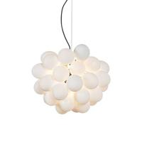 QAZQA Art deco hanglamp zwart met opaal glas 8-lichts rond - Uvas