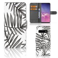 Samsung Galaxy S10 Hoesje Leaves Grey | Portemonnee hoesje