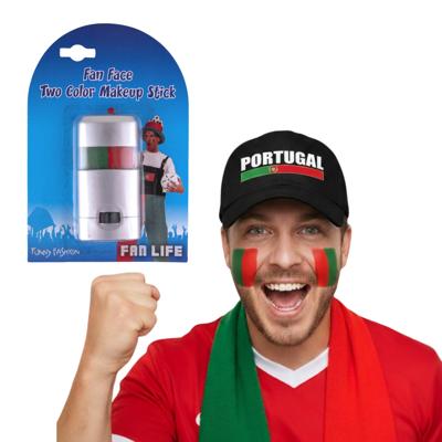 Portugal supporters set - baseballcap zwart - met vlag schminkstift - volwassenen - landen
