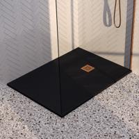 BRAUER Douchebak Asteroid 90x120 incl. antislip en antibacterieel mineraalmarmer mat zwart