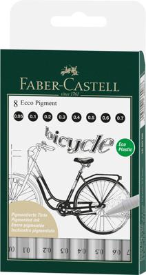 Faber Castell Tekenpen Ecco pigment - 8 st. diverse lijnbreedtes
