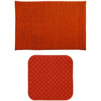 MSV Douche anti-slip mat en droogloop mat - Sevilla badkamer set - rubber/microvezel - terracotta - thumbnail