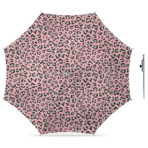 Parasol - luipaard roze print - D160 cm - incl. draagtas - parasolharing - 49 cm