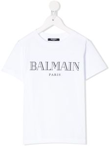 Balmain Kids t-shirt à logo imprimé - Blanc