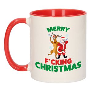 Merry fucking Christmas foute Kerst cadeau mok - rood   -