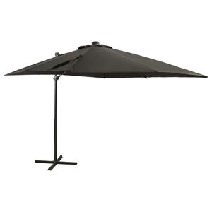 VidaXL Zweefparasol met paal en LED-verlichting 250 cm antracietkleur