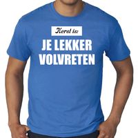 Grote maten Kerst is: je lekker volvreten Kerst t-shirt / Kerst outfit blauw voor heren - thumbnail