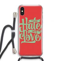 Turn hate into love: iPhone X Transparant Hoesje met koord Turn hate into love: iPhone X Transparant Hoesje met koord
