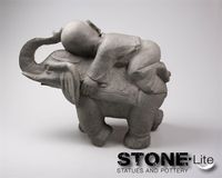 Boeddha olifant l55b24h44 cm grijs Stone-Lite - stonE'lite - thumbnail