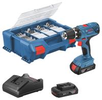 Bosch professional GSR 18V-21 accuschroefmachine 2x 1,5Ah accu | 63 Accessoires in special AC Case - 06019H5104