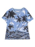 BOSS Kidswear t-shirt en coton à motif palmier - Bleu