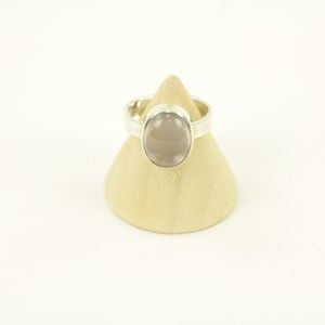 Zilveren Ring met Rozenkwarts Maat 15,5 - Verstelbaar (Sterling Zilver 925)