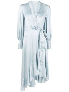 ZIMMERMANN robe mi-longue asymétrique en soie - Bleu