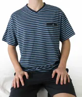 Heren shortama - Katoen - Blauw gestreept