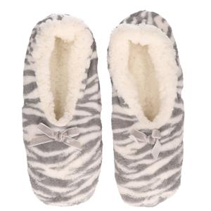 Ballerina pantoffels- zebraprint - grijs - dames - sloffen