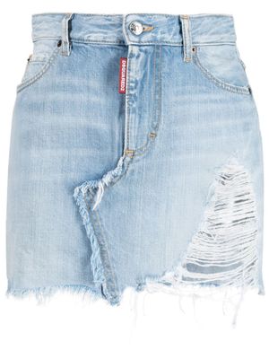 DSQUARED2 minijupe en jean à effet usé - Bleu