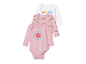 lupilu 3 Baby rompers (Print roze/wit, 86/92)